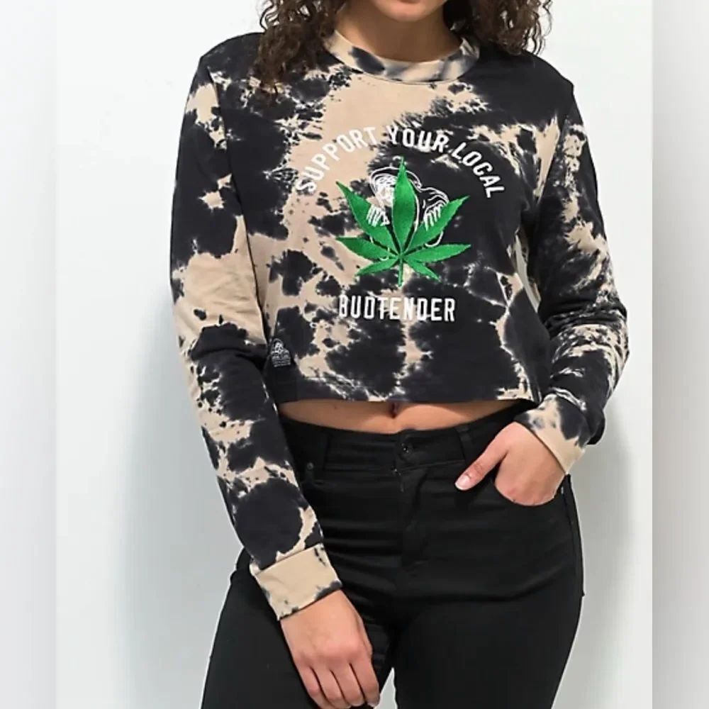 Lurking Class Tie Dye Cropped T-Shirt Support Your Local Budtender Size M